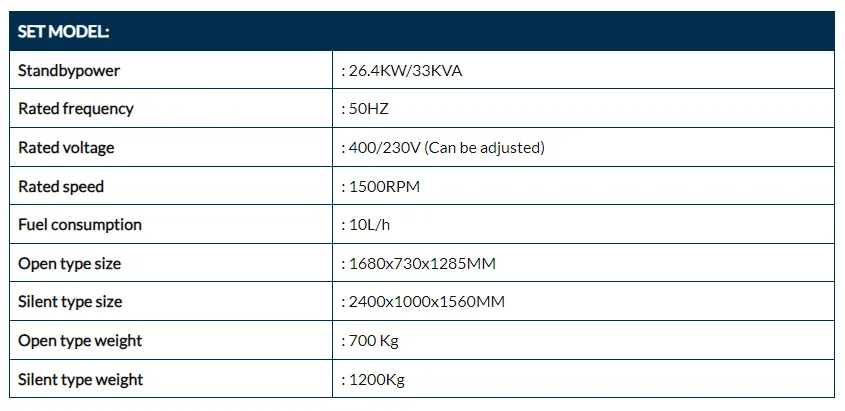 Cummins Diesel Standby Generator Set parameters 1 Cummins Diesel Standby Generator Set parameters 1